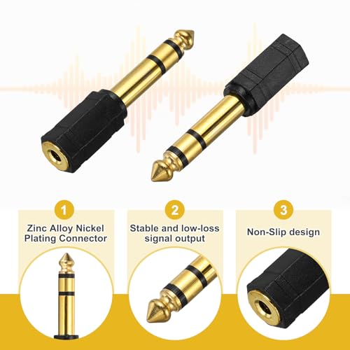 MECCANIXITY 4 Piezas Adaptador Stereo TRS6.35mm a 3.5mm miniatura 3