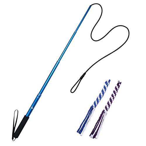 Ang Dog Flirt Pole,Extendable Dog Teaser Wand With 2 Replacement Chew Tail Rope,Interactive Dog Outdoor Toy For Training,Exercising(Blue-L) #TOP1