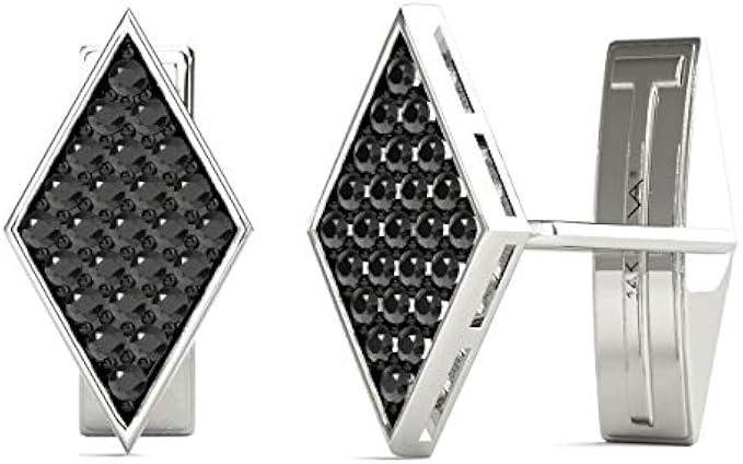 Vaarya 1.00 Ctw 14K White Gold AGS Certified Black Diamonds Cufflinks