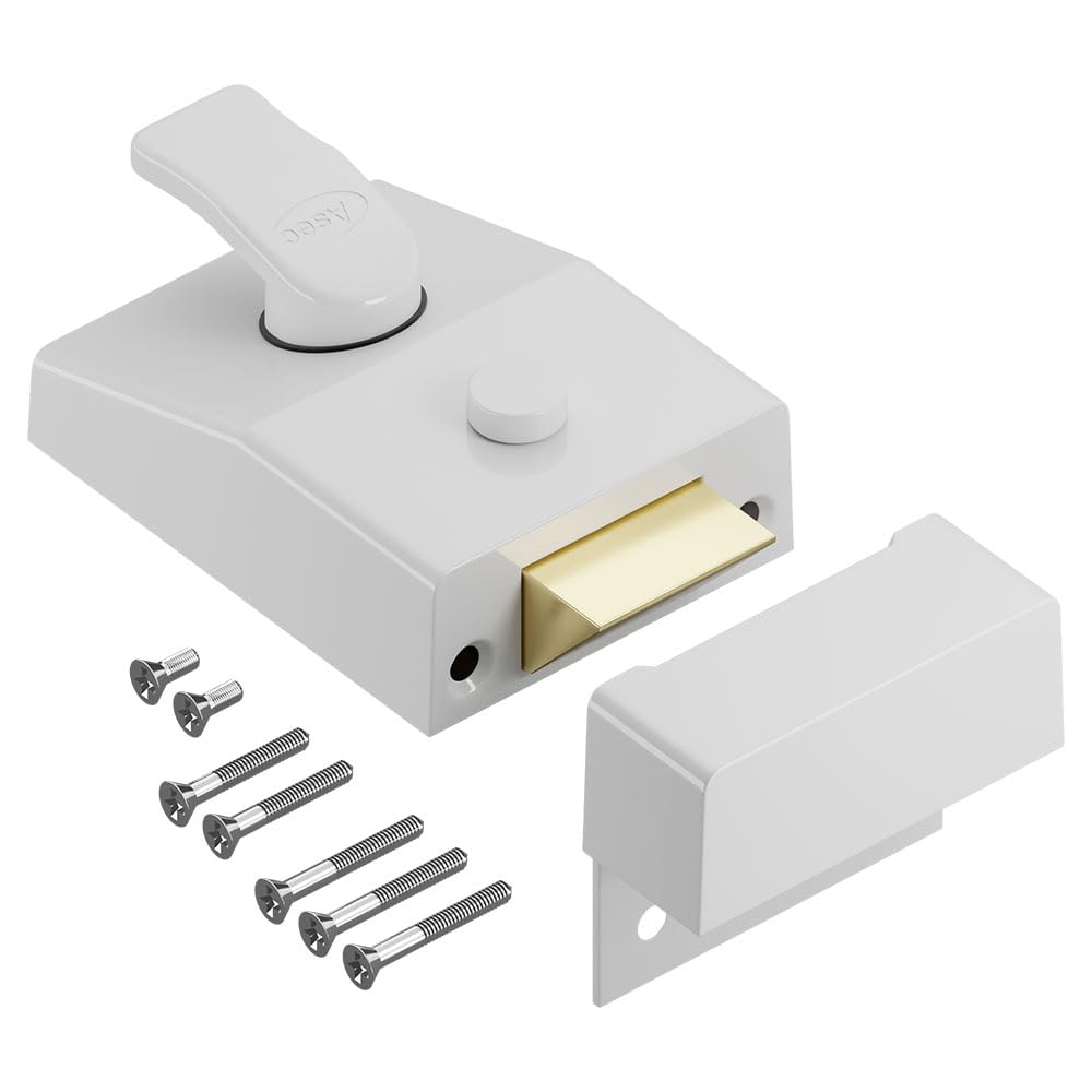 Asec Nightlatch Non-Dead 60mm White Case