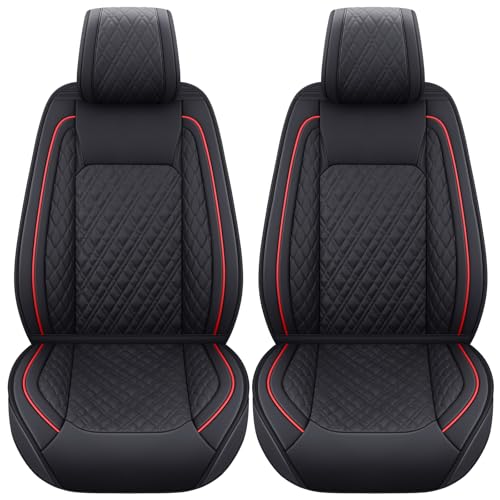 Image of Aierxuan Front Toyota Tundra Seat Covers Waterproof Leather (Black-Red)