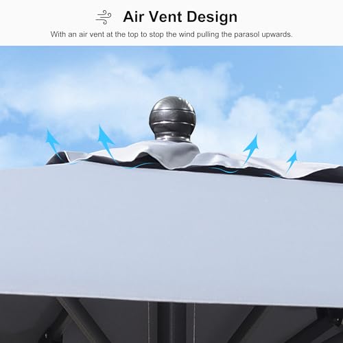 Image of PURPLE LEAF Outdoor Market Umbrella 10' x 10' Square Light Gray 8 Ribs Pool