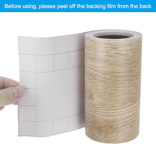 Image of PATIKIL Wood Grain Repair Tape 4.7in x33ft, Self Adhesive Realistic Textured Repair Tape Patch for Floor Door Table Cabinets Desk, Coffee Oak