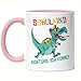 Hey!Print Tasse « Achtung Ich Komme » - Rose - Cadeau de rentrée des classes T-Rex - Pour fans de dinosaures - 1ère classe