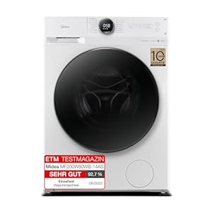 Midea MF200W80WB-14AS Waschmaschine / 8KG / nur 48 cm tief/Energieeffizienzklasse A/Steam Care/Nachlegefunktion / 1400 U/min/Turbo Wash/APP-Steuerung, AquaStop