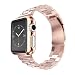 Creazy Stainless Steel Strap Watch Band+Adapter+Case Cover for Apple Watch 38mm (Rose Gold)