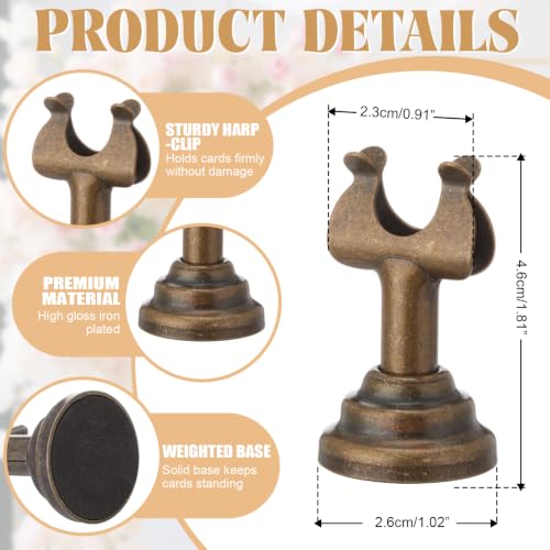Image of 24 Pcs Bronze Metal Table Number Holders 1.8 Inch Mini Wedding Place Card Holders Bulk Harp Clip Table Sign Stands Card Holder for Memo Notes Menu Wedding Restaurant Birthday Decor