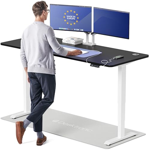 Image of Desktronic HomePro Standing Desk 80x30 - Made in Europe, Ergonomic Sit Stand Home Office Desk, Electric Height Adjustable, Dual Motor, USB & USB-C Charging, Wobble-Free, Touchscreen, 3 Memory Presets