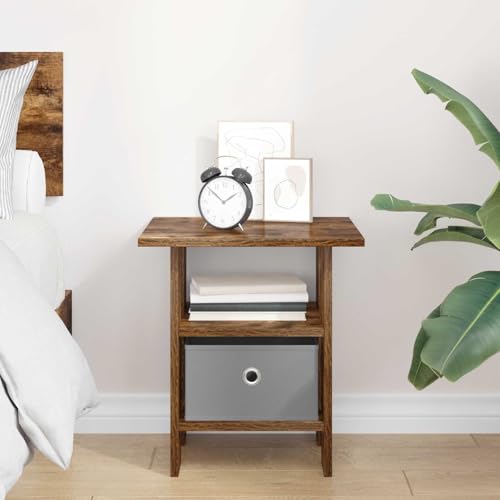 Table d'appoint moderne en chêne fumé avec tiroir de rangement chic
