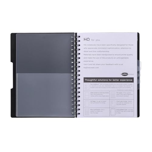 Image of Navneet HQ | Five Subject Spiral Wiro Bound Notebook | 17 cm X 25 cm | 300 Pages | Black