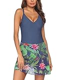 Ekouaer Swim Dress One Piece Bathing Suit Skirted Swimsuits for Women Chiffon Wrap Retro Swimwear...
