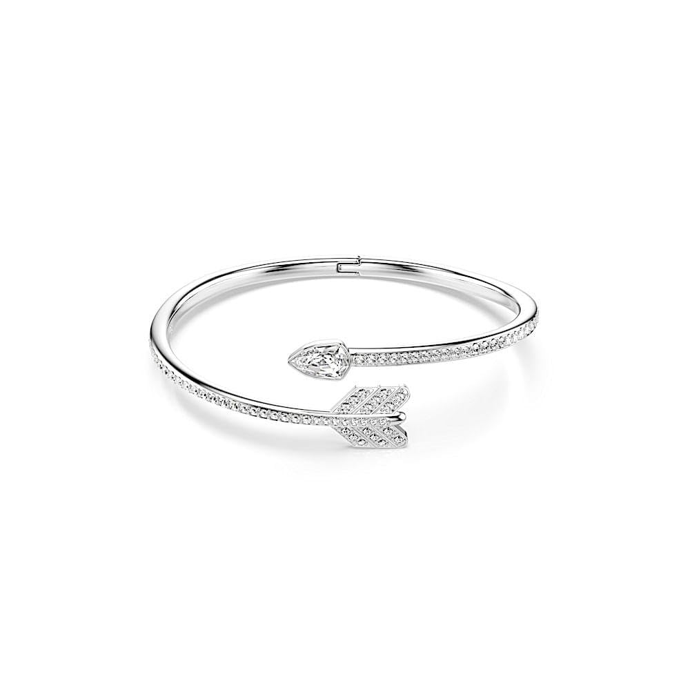 Swarovski Idyllia Kollektion Armreif, Gemischte Schliffe, Pfeil, Weiß, Rhodiniert