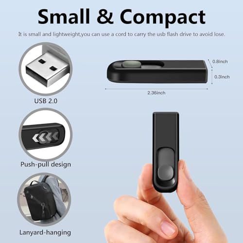 Image of 2 Pack 64GB USB Flash Drive, USB 2.0 Memory Stick Thumb Drive Pen Drives Jump Drive for Data Storage Black