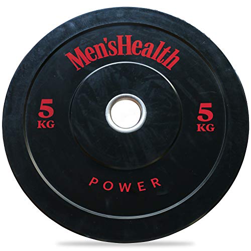 MEN'S HEALTH POWER Gewichtsscheiben (Bumper-Plates) | Ø45mm je Scheibe | Gummi (Oberfläche), Stahl | Ø50mm Langhantelstangen (5) Cover
