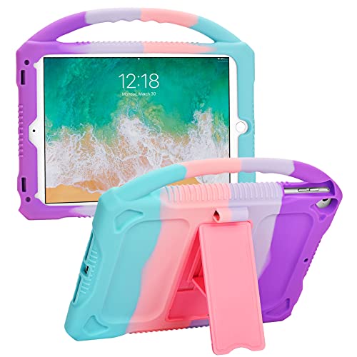 JOGUIIA Kids Case for iPad 6th/5th Generation 9.7",Premium Silicone Cover for iPad 9.7inch 2018/2017,Built-in Stand Handle iPad Air/Air 2(Multicolor)