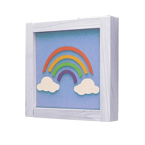 Leisure Arts Shadow Box 5.5" X 6" Rainbow, 7 Piece Kit, Shadow Boxes, 3D Box for Beginners, DIY Wood Projects, Wooden 3D Puzzles, Wood Kits for All Ages