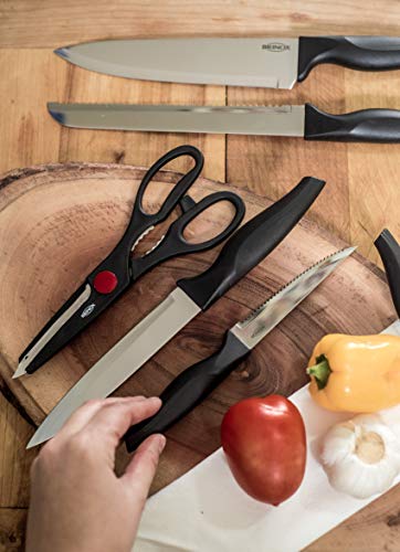 Conjunto de Facas 6 Peças Cross, Aço Inox / Preto, Brinox
