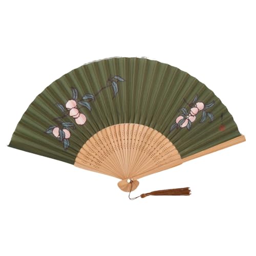 浴衣 扇子 和装 [なごみや] 訳あり 竹久夢二 シルク 扇子 夏扇 ゆかた 夏着物用 暑さ 熱中症 対策 レディース Free Size もも_緑のサムネイル