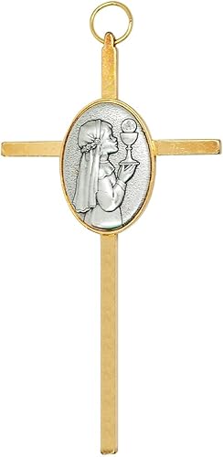 Cruz de pared metálica pequeña 4.5 pulgadas de alto Gran regalo católico para bautismo, primera comunión y confirmación Decoración cristiana para