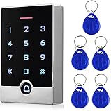 Security Door Access Control Keypad, RFID Keypad with ID Key Fobs, Stand-Alone Keypad, Door Lock Keypad Controller, for Gate Opener, Entry Gate Keypad, Zinc Alloy Metal, Waterproof