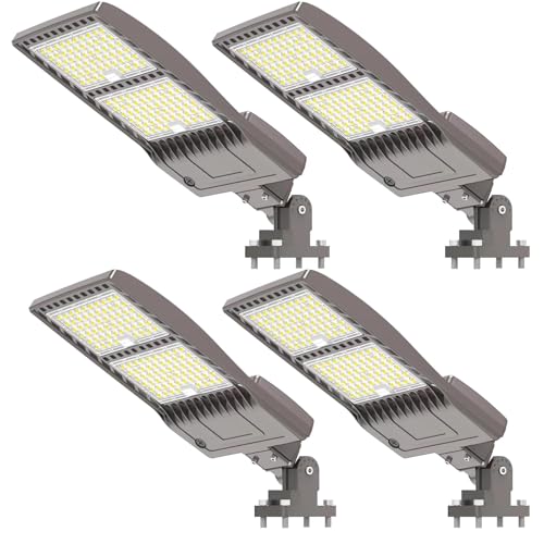 4Pack 400W LED Parking Lot Light 56000 Lumen, UL DLC Parking lot Flood Lights Arm Mount, Street Area IP65 5000K Waterproof 100-277VAC Input, Stadium Lights Outdoor, LED Pole Light Outdoor