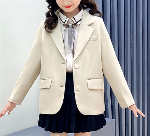 Betusline Girls School Blazers Long Sleeve Notch Lapel Suit Jacket, 4-14 Years4