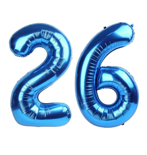 Image of Number Balloons 26 Balloon Dark Blue for 26 62 Birthday Decorations, 40 in | Saturated Color, Large 40 in, With Inflation Straw & Hanging Hole, Great for Men's Party, Back-To-School Season, Pool Party
