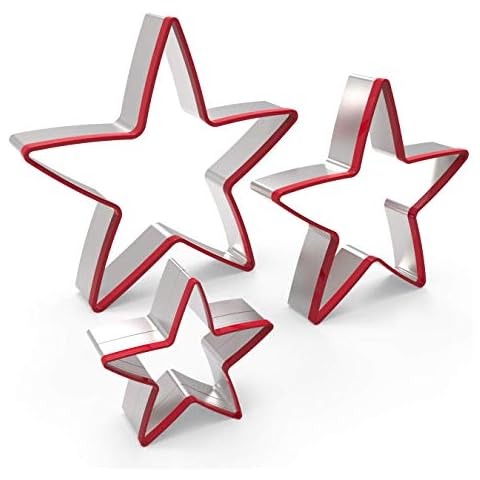 Star Cookie Cutters Set 3pcs Stainless Steel,Food Grade Large & Mini Star Cookie Cutter for Pressing cookie, sandwich and bread Cover