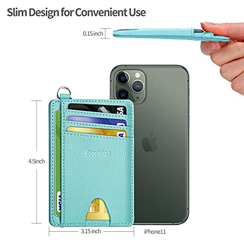 Slim Minimalist Front Pocket Wallet, Ecovision RFID Blocking Credit Card Holder Wallet with Detachable D-Shackle for Men Women
