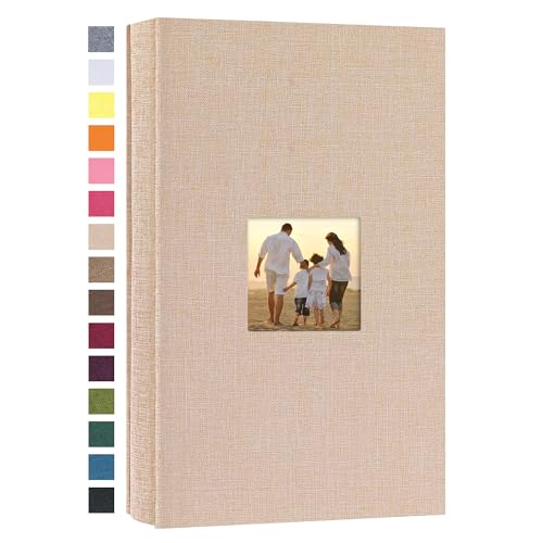 potricher Small Photo Album 4x6 300 Photos Linen Cover Picture Photo Book for Family Wedding Anniversary Baby Vacation (Beige,300 Pockets)