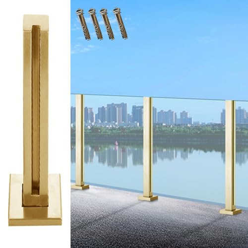 Poste de barandilla de vidrio dorado resistente para terraza y escaleras 1
