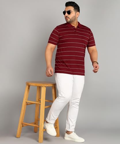 Image of INKKR Half Plus Size Men's Regular Fit Striped Tshirt