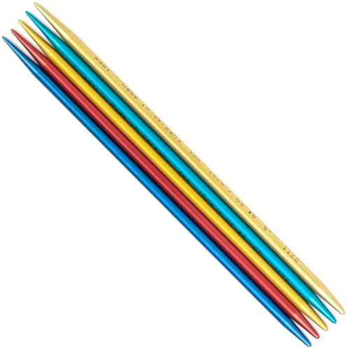 Image of skacel by addi FlipStix Double Pointed Knitting Needles, 6 Inch (15 cm) Set of 5 Aluminum Knit Needle Kit, 2 mm (US Size 0)
