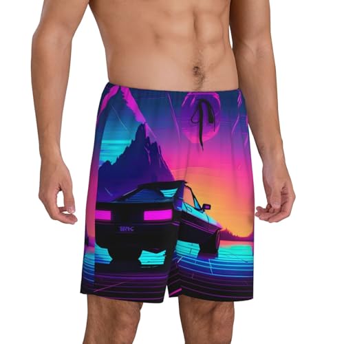 Retrowave Pictures Print Men'S Short Pajama Pants,Casual And Soft Pajama Pants,Comfortable,Suitable For Summer Wear2