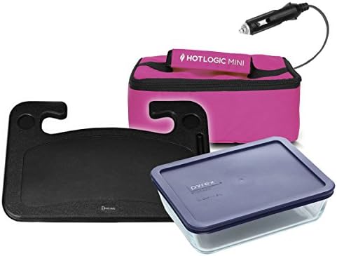 Hot logic Mini - Tradesman Package Includes 12V Hot Logic, 6 Cup Pyrex Dish and Steering Wheel Tray for easy mobile use. -Pink