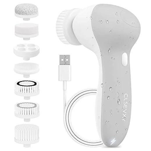 Facial Cleansing Brush Face Scrubber: USB Rechargeable IPX7 Waterproof Electric Spin Cleanser Brush with 7 Brush Heads, Face Brushes for Cleansing and Exfoliating, Massaging