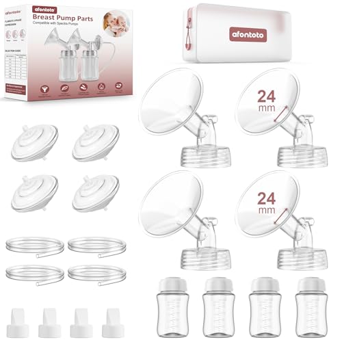 Pump Parts Compatible with Spectra S1/S2/9 Plus Breastpump, 4 Set Replacement Parts for Spectra Include 24mm Flange,Duckbill Valve,Backflow Protector,Tube,Bottle, Not Original Spectra S2 Accessories
