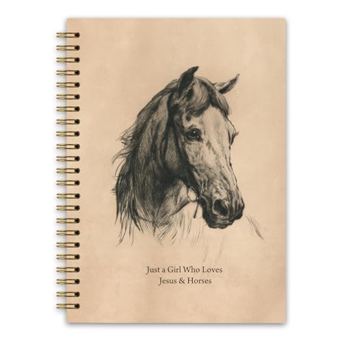 NaZaUK Horse Gifts for Girls Women, Horse Notebook Journal, Just a Girl Who Loves Jesus & Horses, Gifts for Women Who Love Horses, Aesthetic Hardcover Spiral Notebook 5.5x8.3Inch