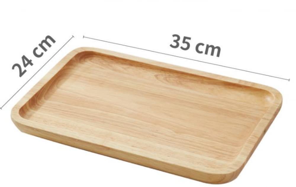 Bandeja de Madera para Servir, Bandeja de Camarero, Bandeja de Desayuno, Bandeja de Madera para té, café, Fruta, Pan -35 × 24 cm (35 x 24 cm)