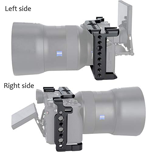 Image of NICEYRIG A6600 Cage Kit with Wooden Side Handle for Sony Alpha A6600 Mirrorless Camera, DSLR Videomaking Rig Stabilizer with Quick Release Plate for ARCA-Style
