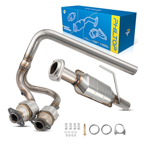 PHILTOP Front Catalytic Converter High Flow Compatible with Jeep Wrangler 4.0L 2004 2005 2006 Stainless Steel Catalyst Converter (EPA Compliant)