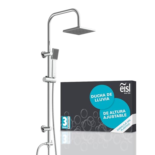 EISL Easy Energy DX12004-A Conjunto de ducha sin grifo, conjunto 2 en 1, ducha mural grande (170 x 170 mm) y teleducha, rociador sin grifo, kit de instalación completo, cromo
