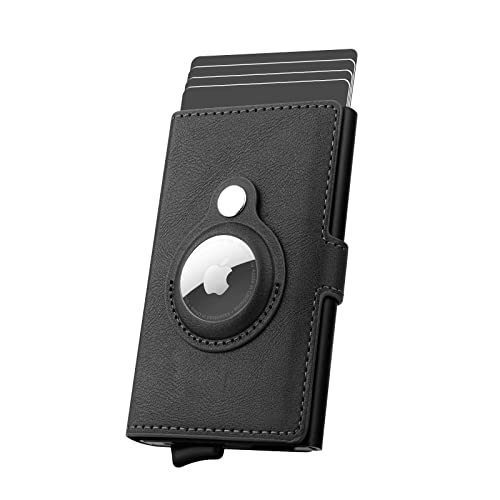 WALLFID AirTag   Funda para Tarjetas de crédito para Hombre, con Bloqueo RFID, con 3 Ranuras para Tarjetas y Notas (Negro)