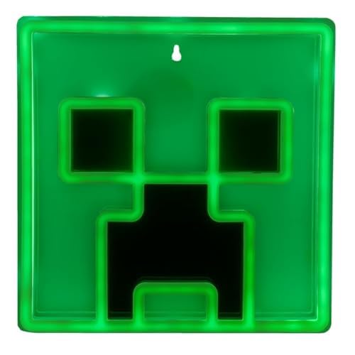 Paladone Creeper Oficjalnie licencjonowana kultowa lampa ścienna LED Minecraft, dekoracja pokoju dla chłopców i dziewcząt, lampka nocna w kolorze jasnozielonym