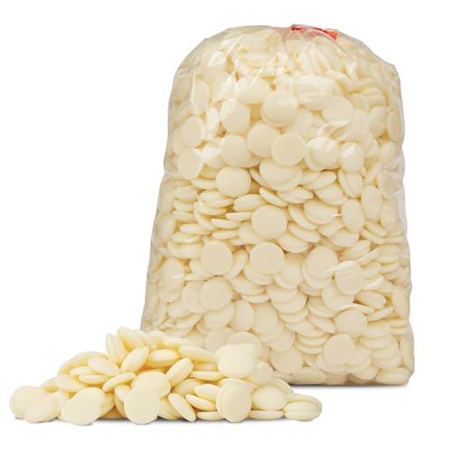 White Melting Chocolate Wafers Melts by Chocolate Works, Melting Candy Discs for Coating, Dipping, Molding and Decorating, Bulk Chocolate Bag 2 lb. Bag