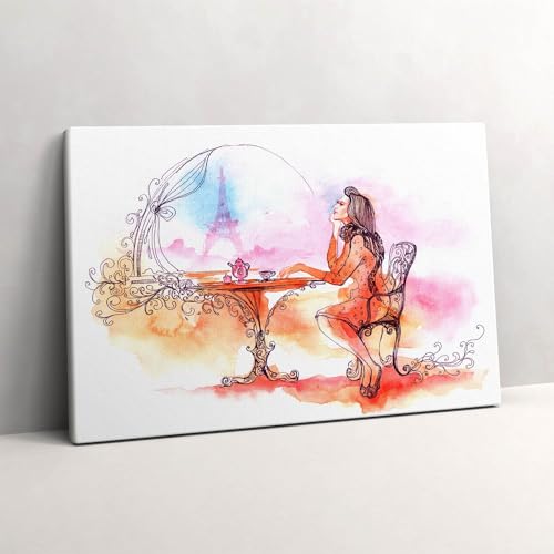 Tableau photo sur toile haut de gamme scène de Paris Wallfluent 60x40cm