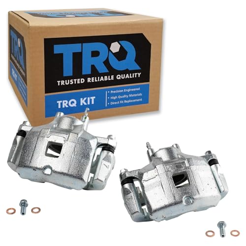 Image of TRQ Front Brake Caliper Set Zinc Coated Brackets Hardware Compatible with 2008-2016 Mitsubishi Lancer 2007-2017 Outlander 2011-2016 Outlander Sport