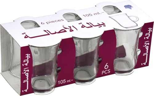 LAVV HOUSEWARES LTD Small Turkish Glass Tea Cup Hot or Cold Drinks Glasses 105ml 6pk
