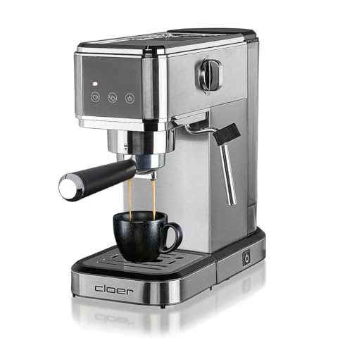 Cloer 5829 Máquina de café espresso, Cafeterea espresso con espumador de leche, 20 bares, 1350W,...