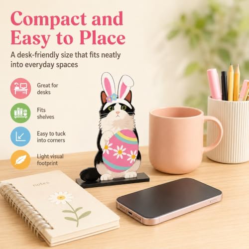 Interchangeable Seasonal Animal Wooden Decor Set, Cute Cat Desk Wooden Sign with Magnetic Hats, Funny Holiday Desk Decor, Magnetic Animal Tabletop Stand for Office Home Classroom - Image 7